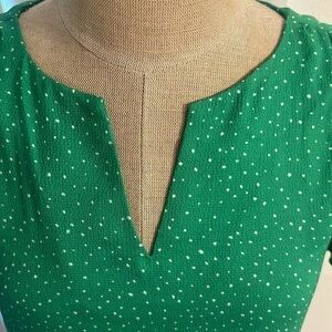 CAROLINA BELLE GREEN POLKA DOT COTTAGE CORE BLOUSE GUC SZ XS CAREER EVERYDAY
